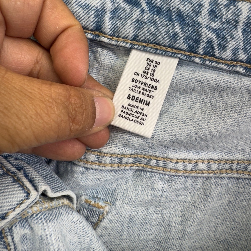 H&M &Denim Boyfriend Jeans 18 Light Wash Distressed‎ Grunge Streetwear 5856 - Picture 3 of 13